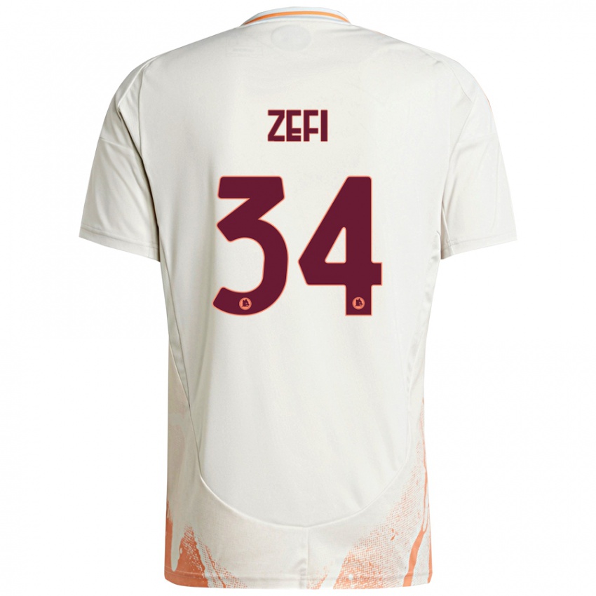 Heren Kevin Zefi #34 Crème Wit Oranje Uitshirt Uittenue 2024/25 T-Shirt België