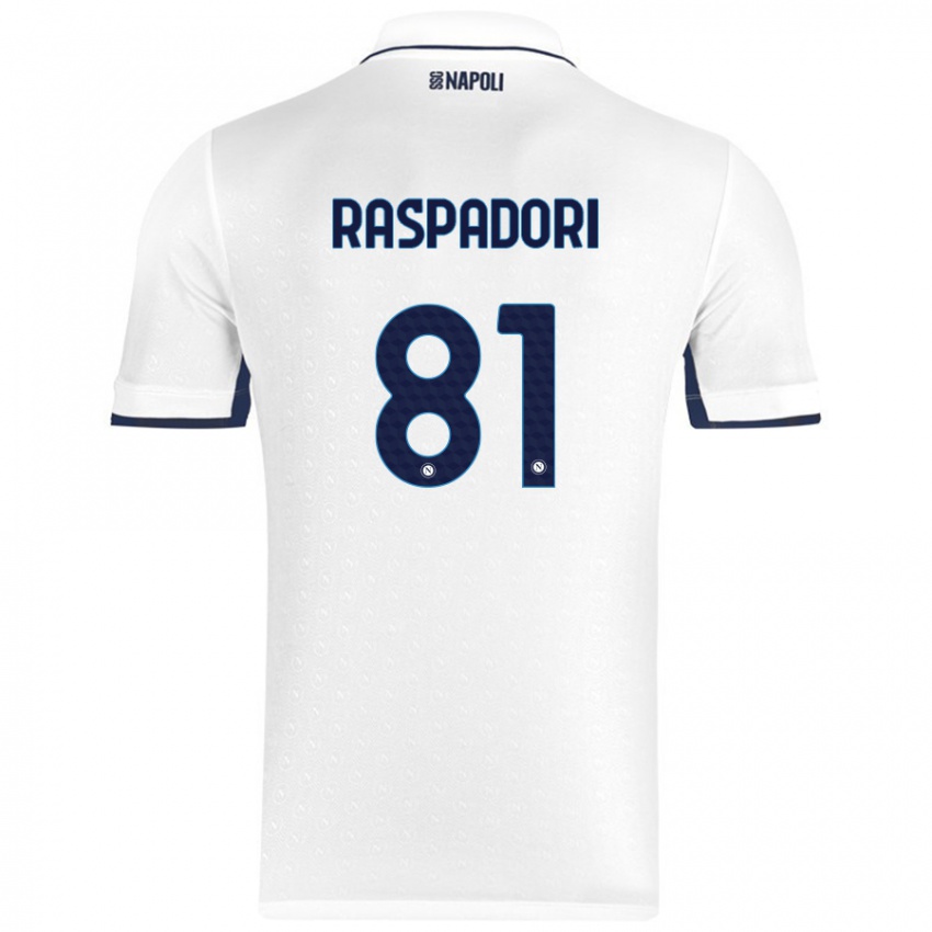 Heren Giacomo Raspadori #81 Wit Koningsblauw Uitshirt Uittenue 2024/25 T-Shirt België