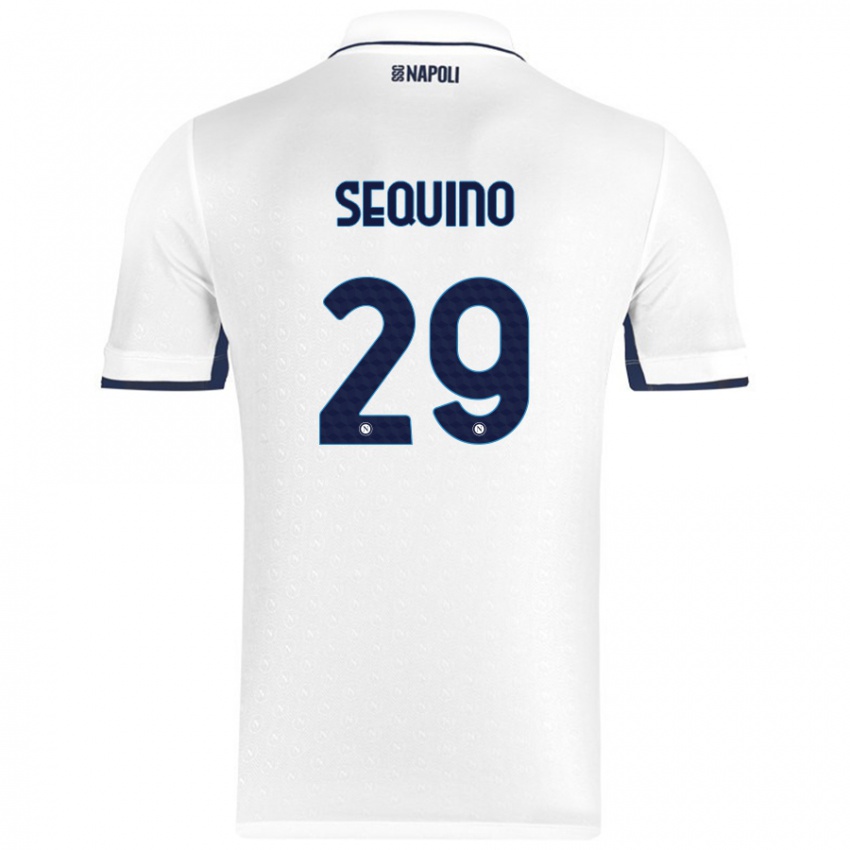 Heren Giovanni Sequino #29 Wit Koningsblauw Uitshirt Uittenue 2024/25 T-Shirt België