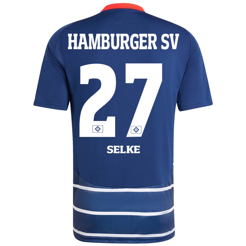 Homme Maillot Davie Selke #27 Bleu Foncé Tenues Extérieur 2024/25 T-Shirt Belgique