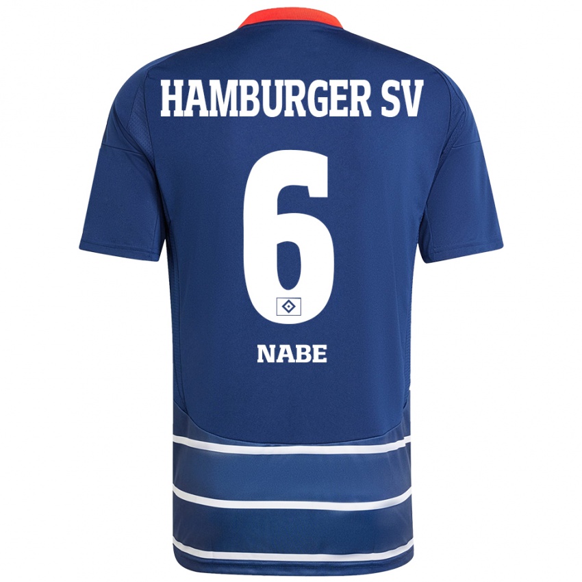 Heren Jamal Nabe #6 Donkerblauw Uitshirt Uittenue 2024/25 T-Shirt België