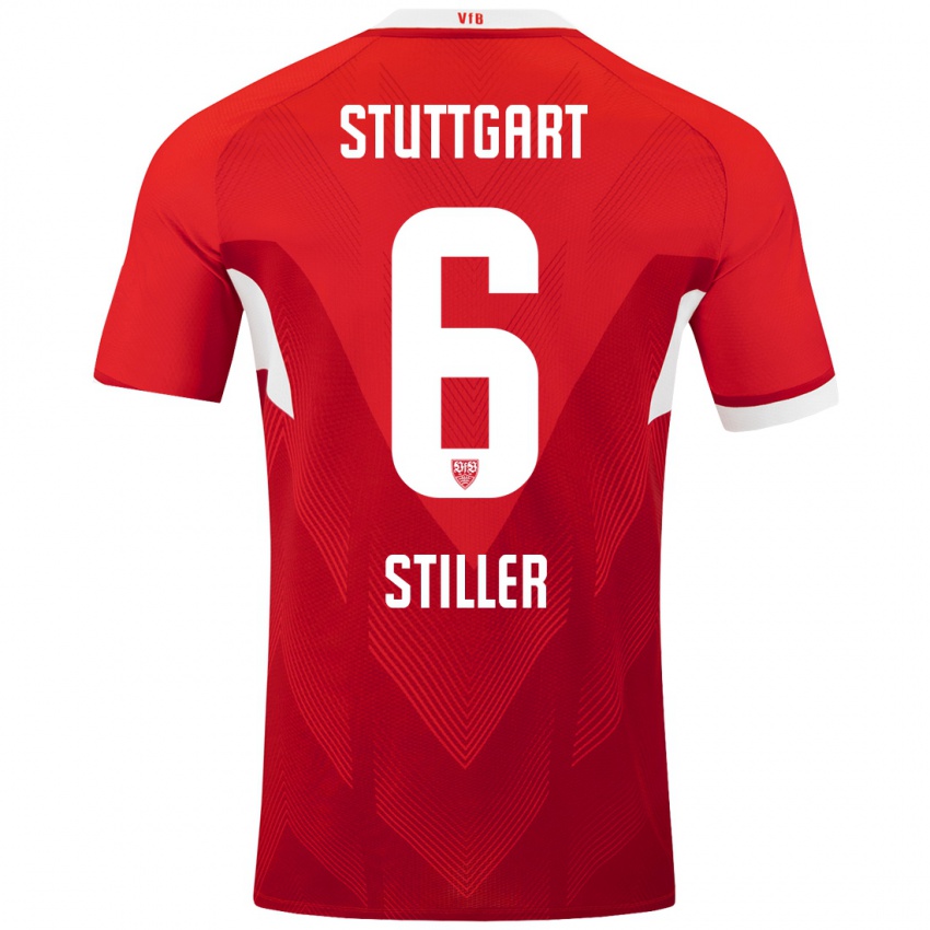 Heren Angelo Stiller #6 Rood Wit Uitshirt Uittenue 2024/25 T-Shirt België