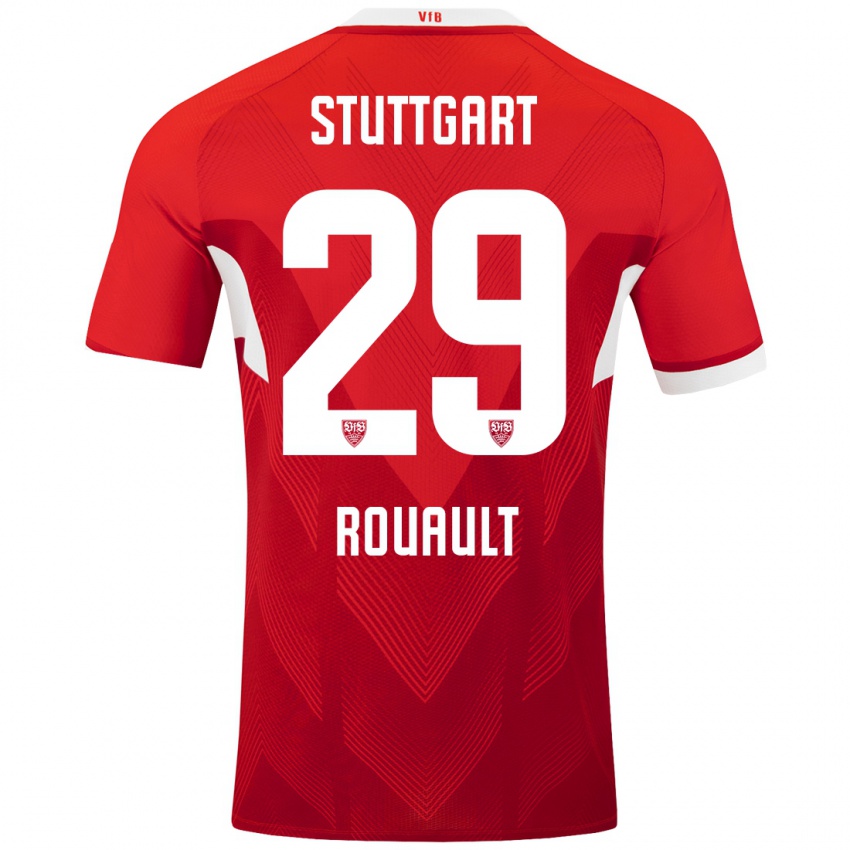 Heren Anthony Rouault #29 Rood Wit Uitshirt Uittenue 2024/25 T-Shirt België