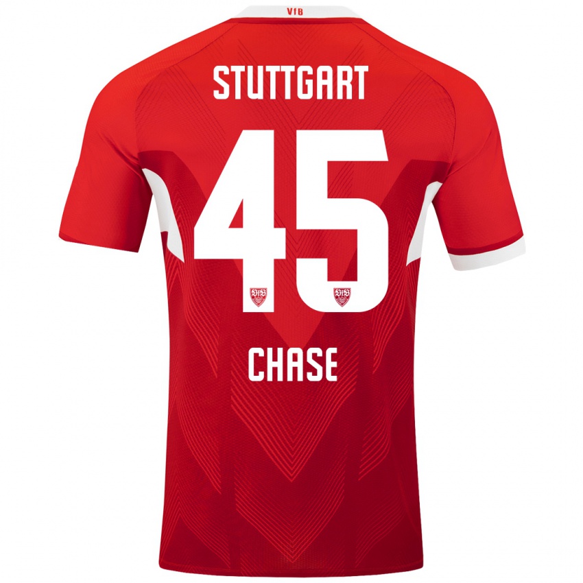 Herren Anrie Chase #45 Rot Weiß Auswärtstrikot Trikot 2024/25 T-Shirt Belgien