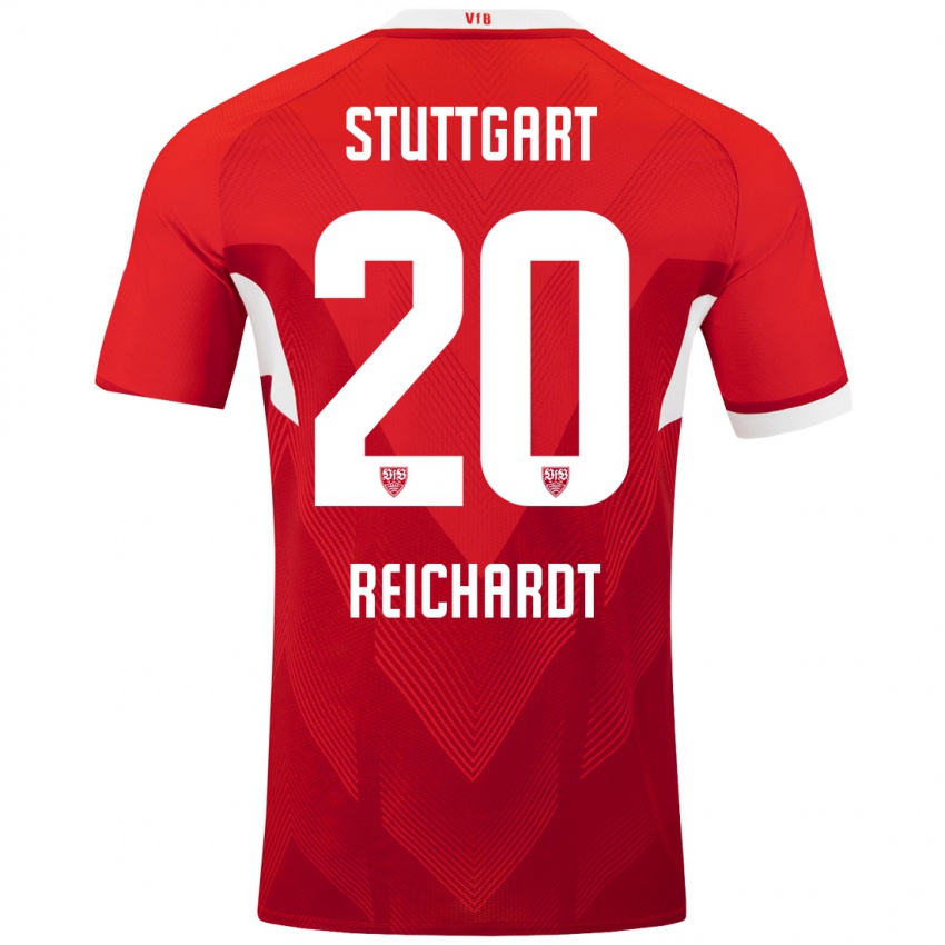 Heren Leon Reichardt #20 Rood Wit Uitshirt Uittenue 2024/25 T-Shirt België