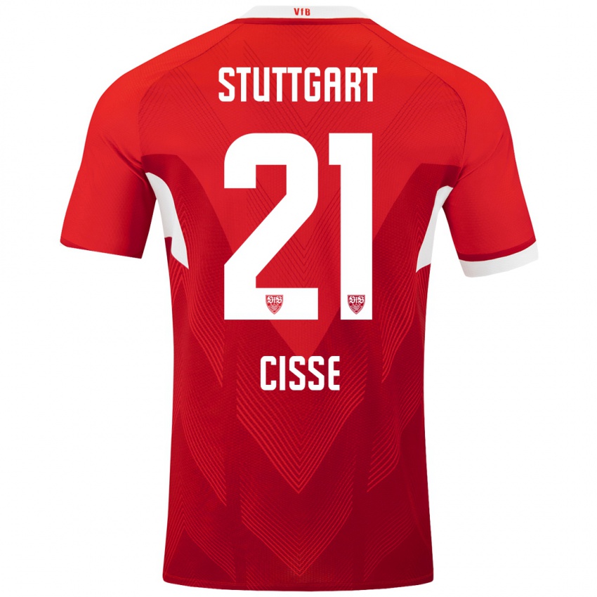 Heren Moussa Cissé #21 Rood Wit Uitshirt Uittenue 2024/25 T-Shirt België