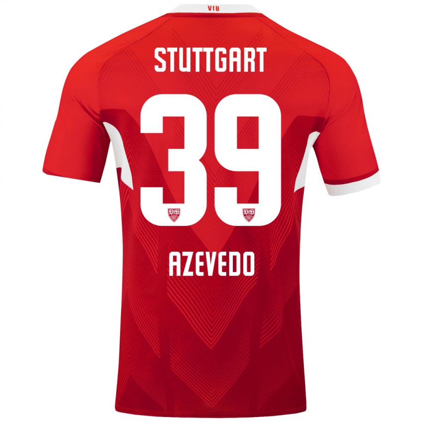 Heren Alexandre Azevedo #39 Rood Wit Uitshirt Uittenue 2024/25 T-Shirt België