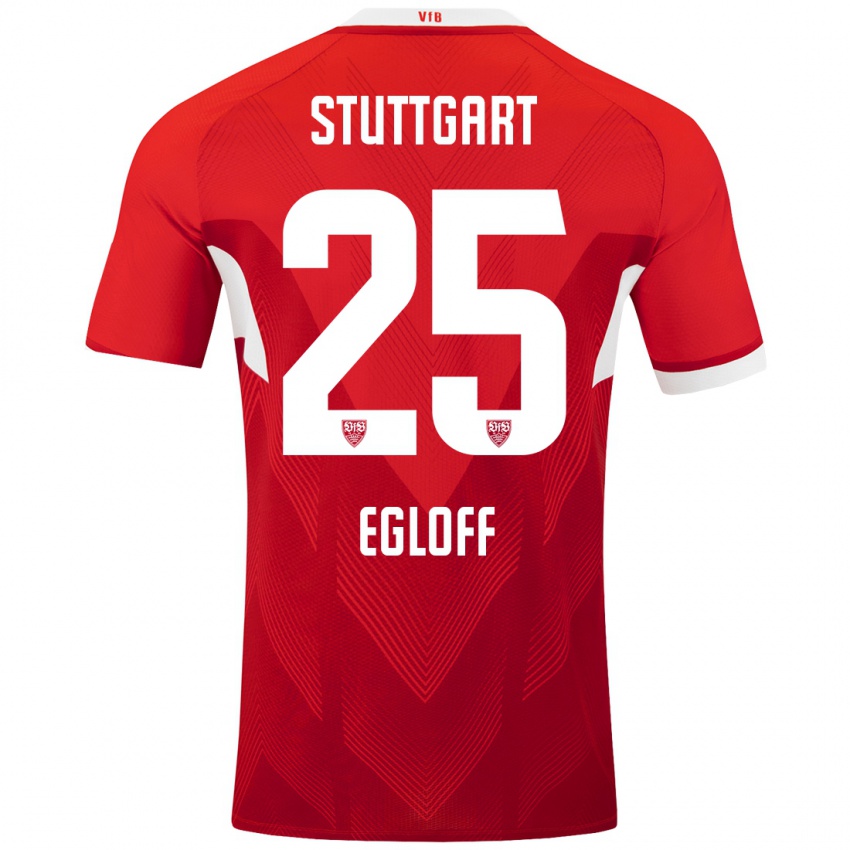 Heren Lilian Egloff #25 Rood Wit Uitshirt Uittenue 2024/25 T-Shirt België