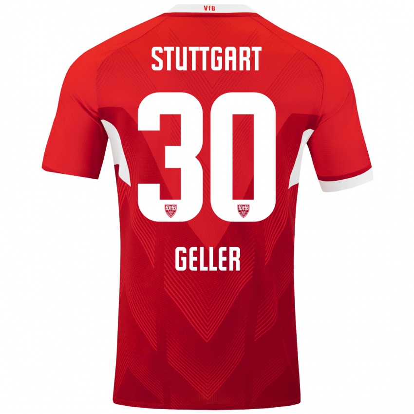 Heren Robert Geller #30 Rood Wit Uitshirt Uittenue 2024/25 T-Shirt België