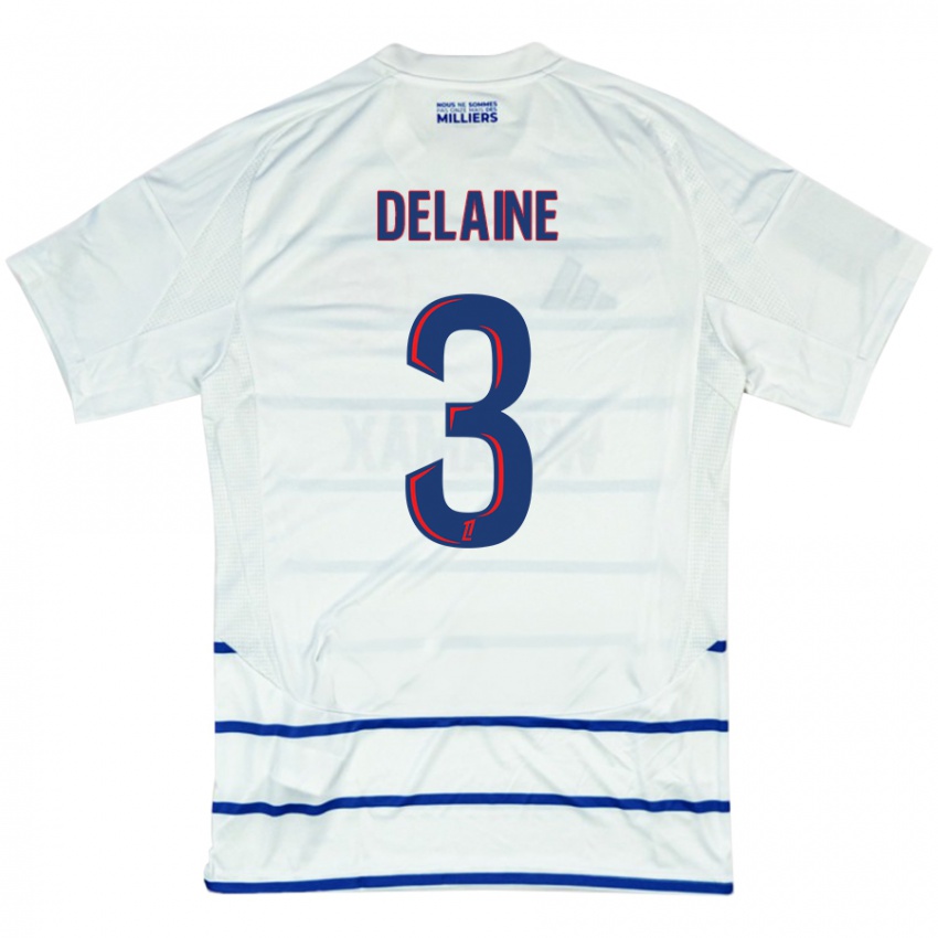 Heren Thomas Delaine #3 Wit Blauw Uitshirt Uittenue 2024/25 T-Shirt België