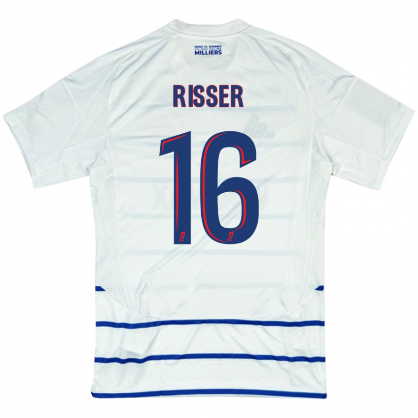 Heren Robin Risser #16 Wit Blauw Uitshirt Uittenue 2024/25 T-Shirt België