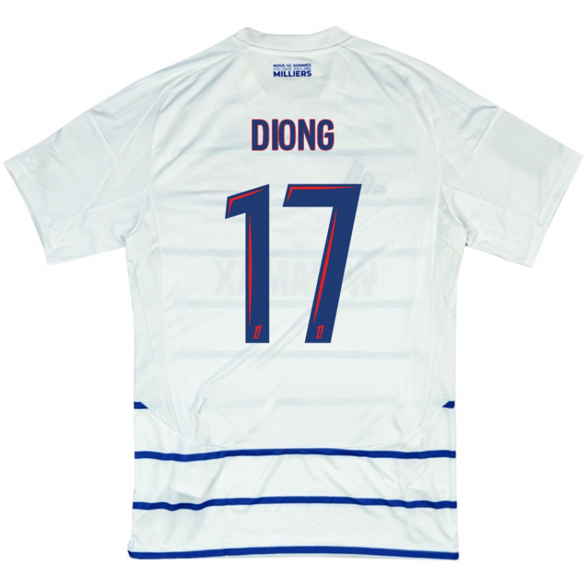 Heren Pape Diong #17 Wit Blauw Uitshirt Uittenue 2024/25 T-Shirt België