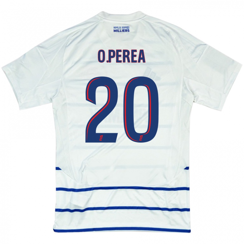 Heren Óscar Perea #20 Wit Blauw Uitshirt Uittenue 2024/25 T-Shirt België