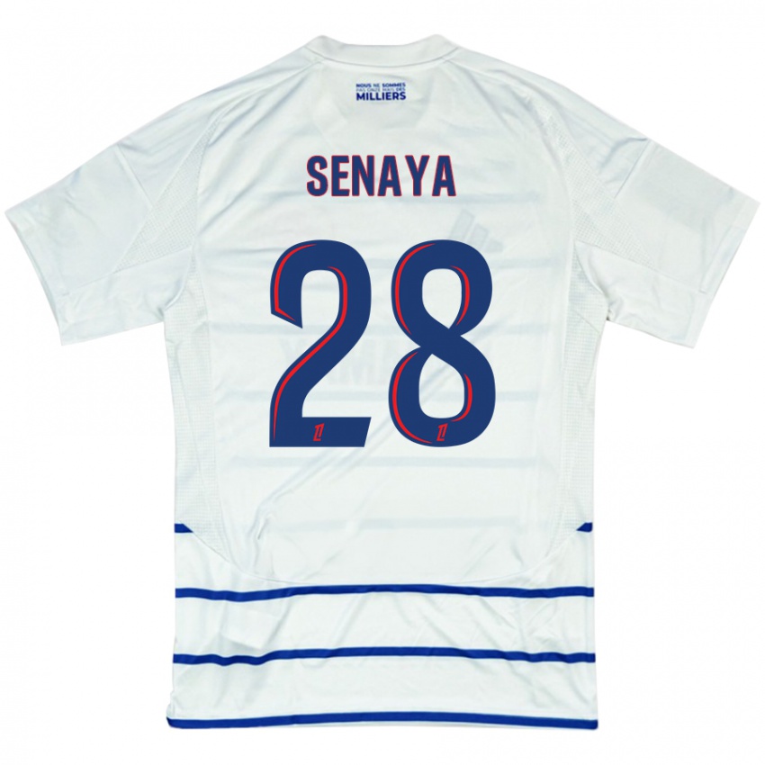 Heren Marvin Senaya #28 Wit Blauw Uitshirt Uittenue 2024/25 T-Shirt België