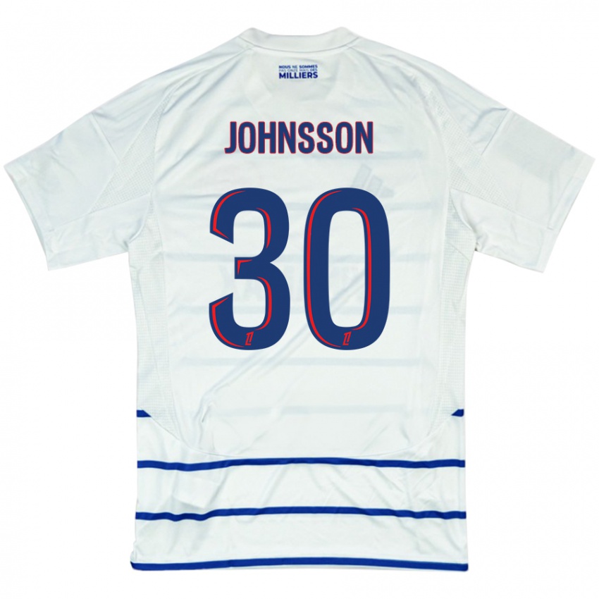 Heren Karl-Johan Johnsson #30 Wit Blauw Uitshirt Uittenue 2024/25 T-Shirt België