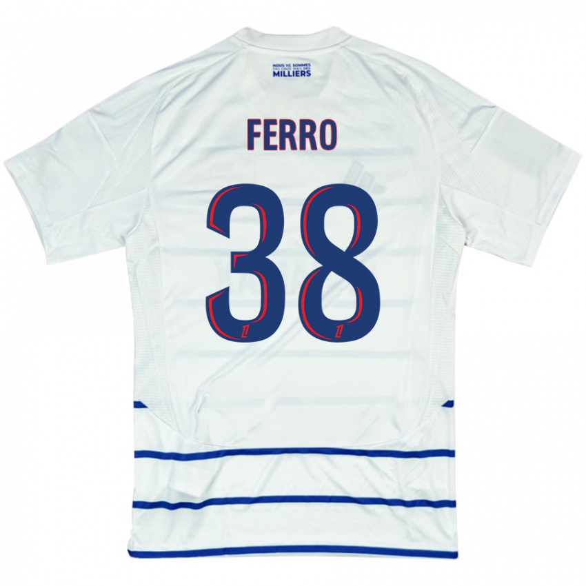 Heren Nolan Ferro #38 Wit Blauw Uitshirt Uittenue 2024/25 T-Shirt België