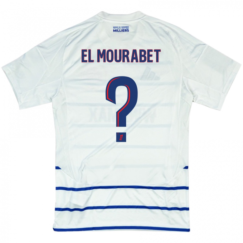 Homme Maillot Samir El Mourabet #0 Blanc Bleu Tenues Extérieur 2024/25 T-Shirt Belgique