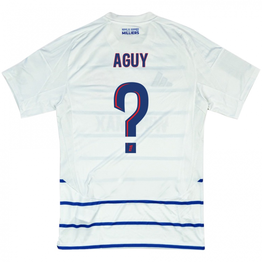 Heren David Aguy #0 Wit Blauw Uitshirt Uittenue 2024/25 T-Shirt België