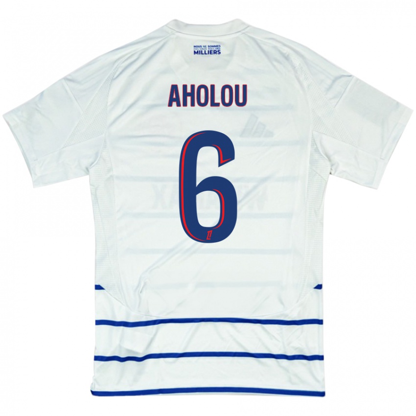 Heren Jean-Eudes Aholou #6 Wit Blauw Uitshirt Uittenue 2024/25 T-Shirt België