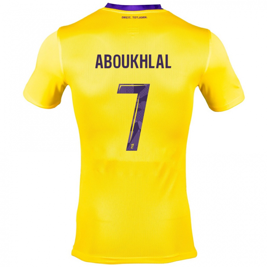 Heren Zakaria Aboukhlal #7 Geel Paars Uitshirt Uittenue 2024/25 T-Shirt België