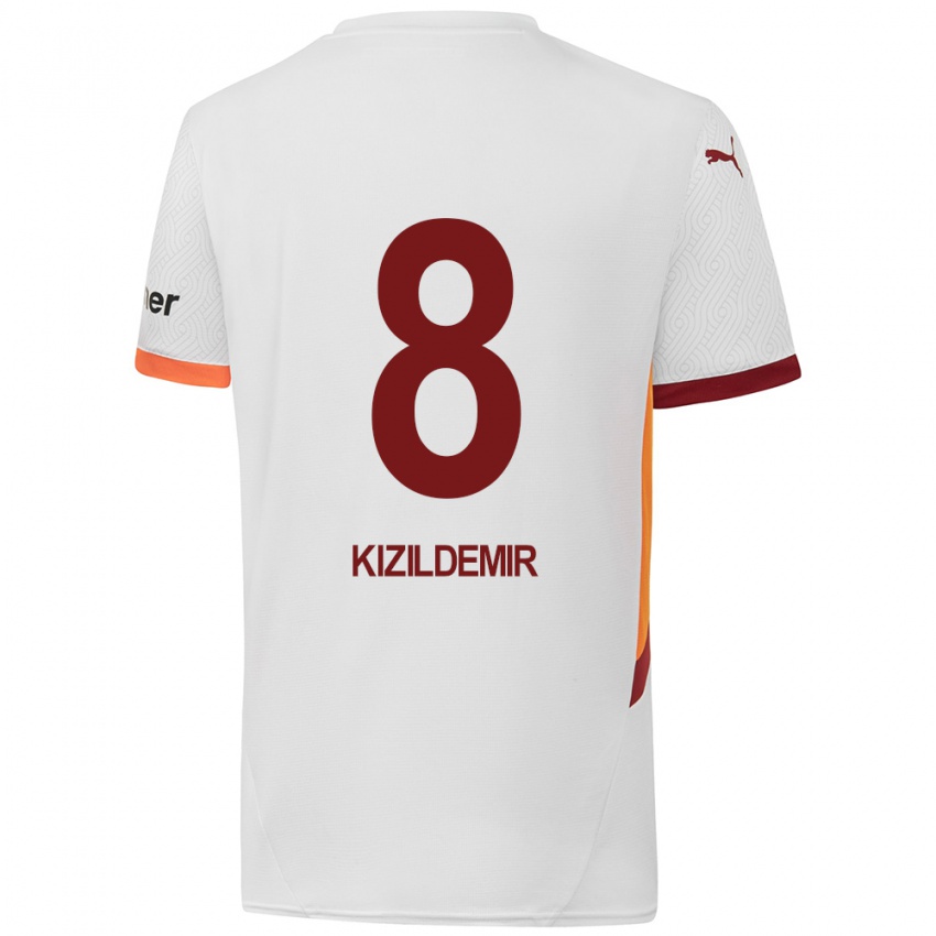 Herren Berk Kizildemir #8 Weiß Gelb Rot Auswärtstrikot Trikot 2024/25 T-Shirt Belgien