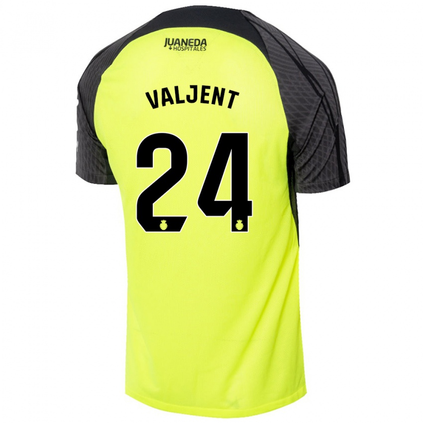 Heren Martin Valjent #24 Fluorescerend Groen Zwart Uitshirt Uittenue 2024/25 T-Shirt België