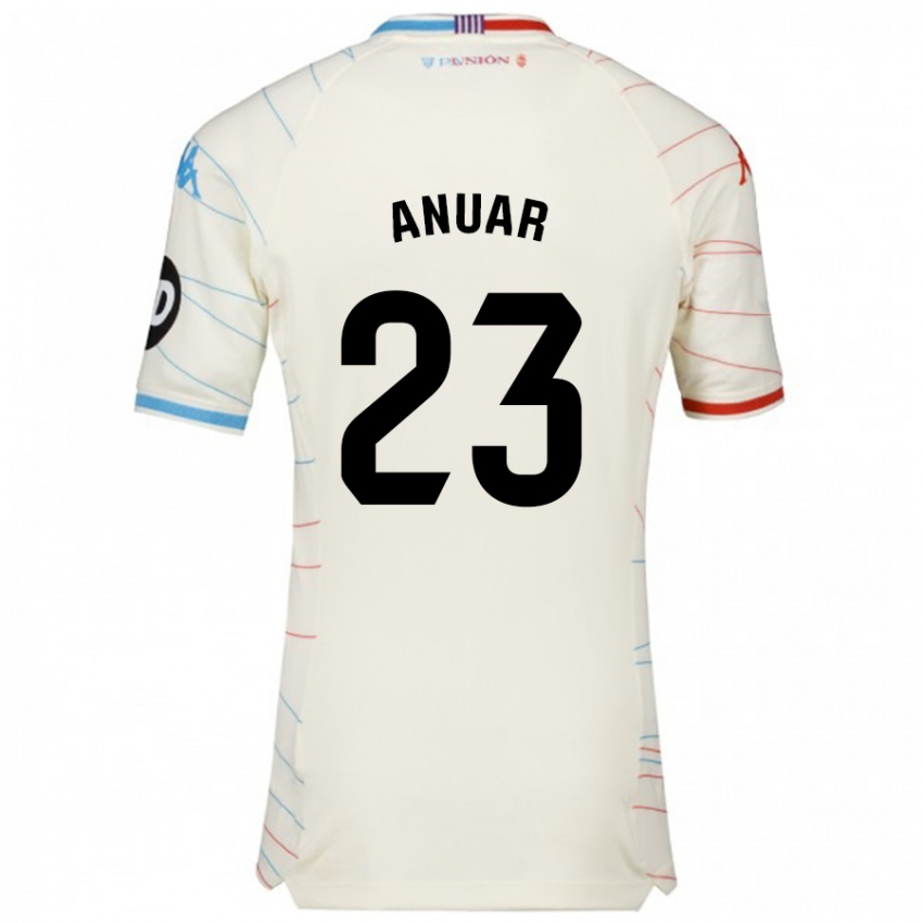 Heren Anuar #23 Wit Rood Blauw Uitshirt Uittenue 2024/25 T-Shirt België