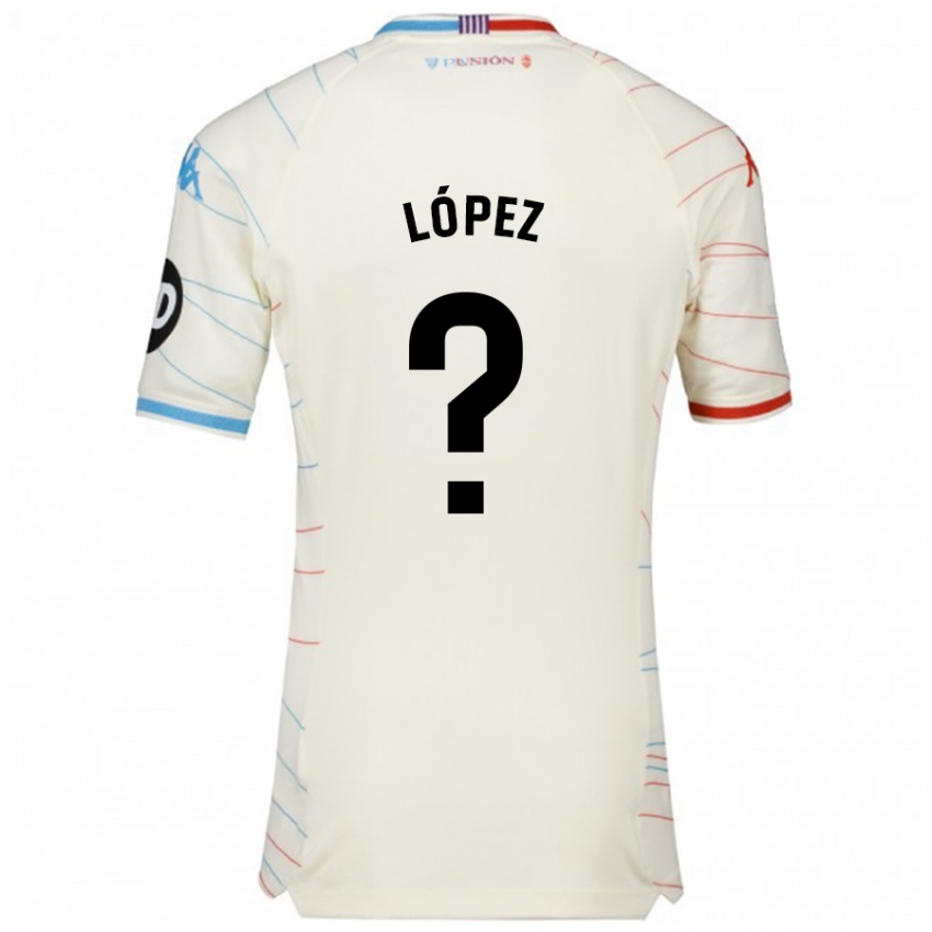 Heren Pablo López #0 Wit Rood Blauw Uitshirt Uittenue 2024/25 T-Shirt België