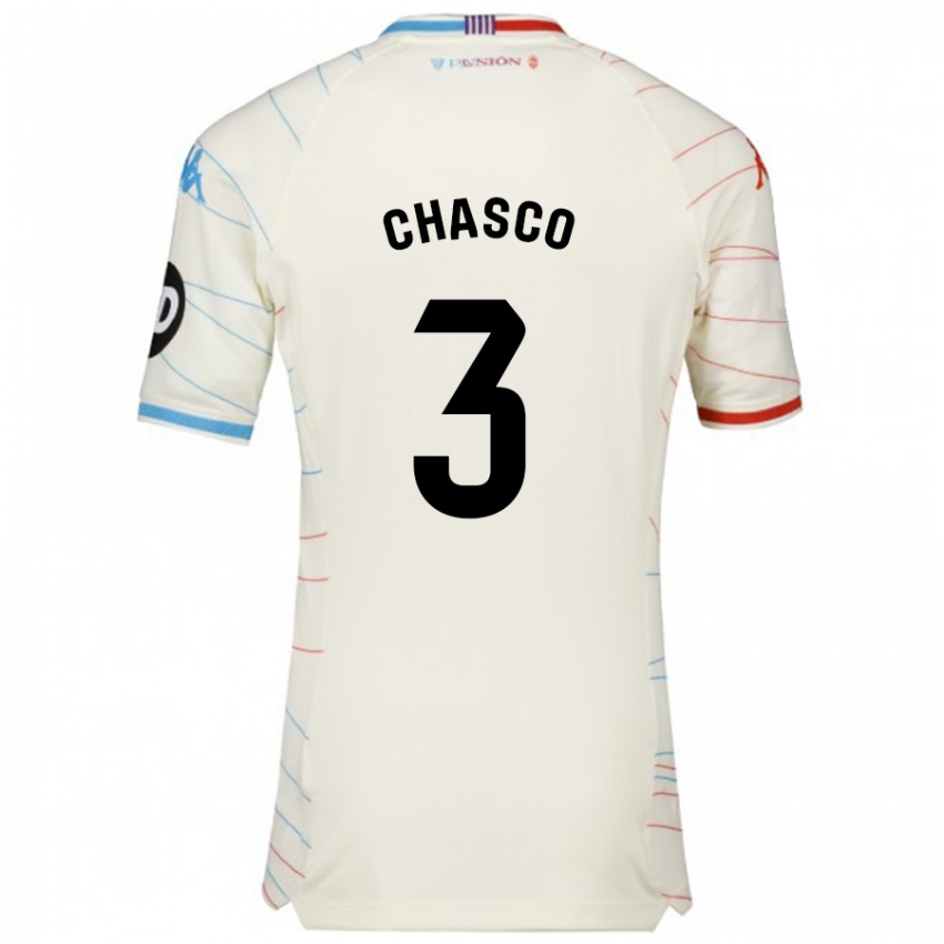 Heren Raúl Chasco #3 Wit Rood Blauw Uitshirt Uittenue 2024/25 T-Shirt België