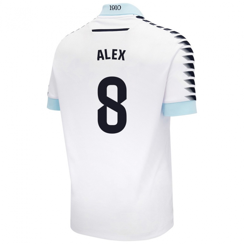 Heren Álex Fernández #8 Wit Blauw Uitshirt Uittenue 2024/25 T-Shirt België