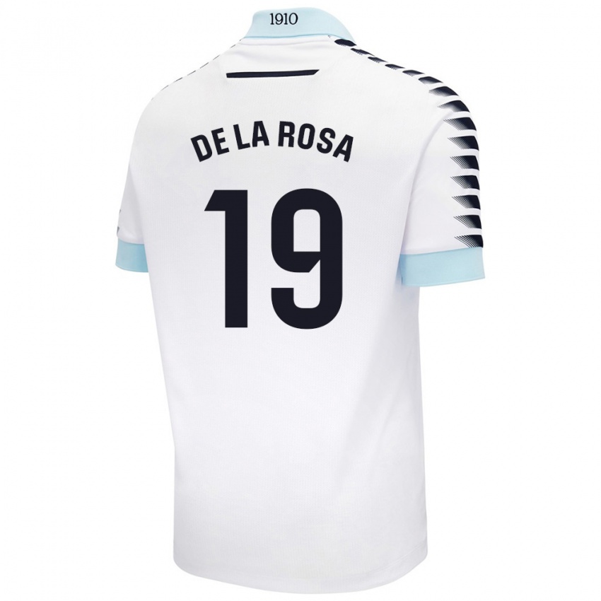 Homme Maillot José Antonio De La Rosa #19 Blanc Bleu Tenues Extérieur 2024/25 T-Shirt Belgique