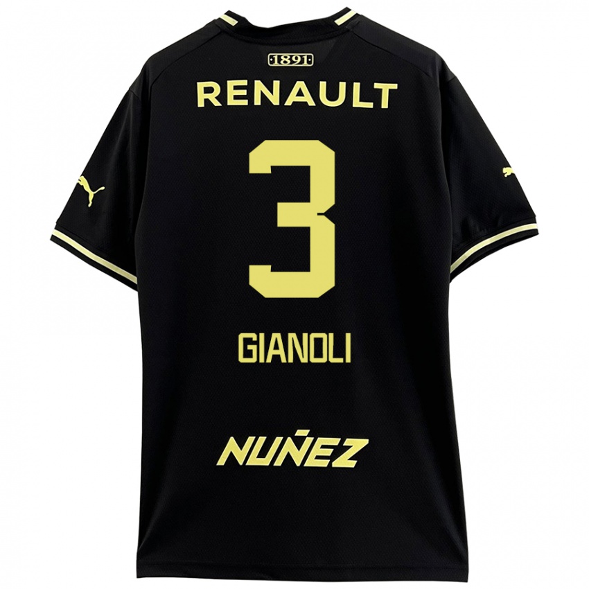 Homme Maillot Martín Gianoli #3 Noir Jaune Tenues Extérieur 2024/25 T-Shirt Belgique