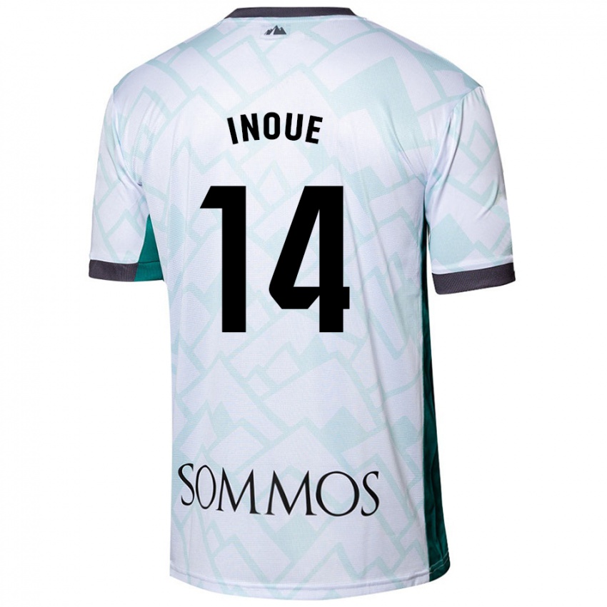 Heren Moe Inoue #14 Wit Groen Uitshirt Uittenue 2024/25 T-Shirt België