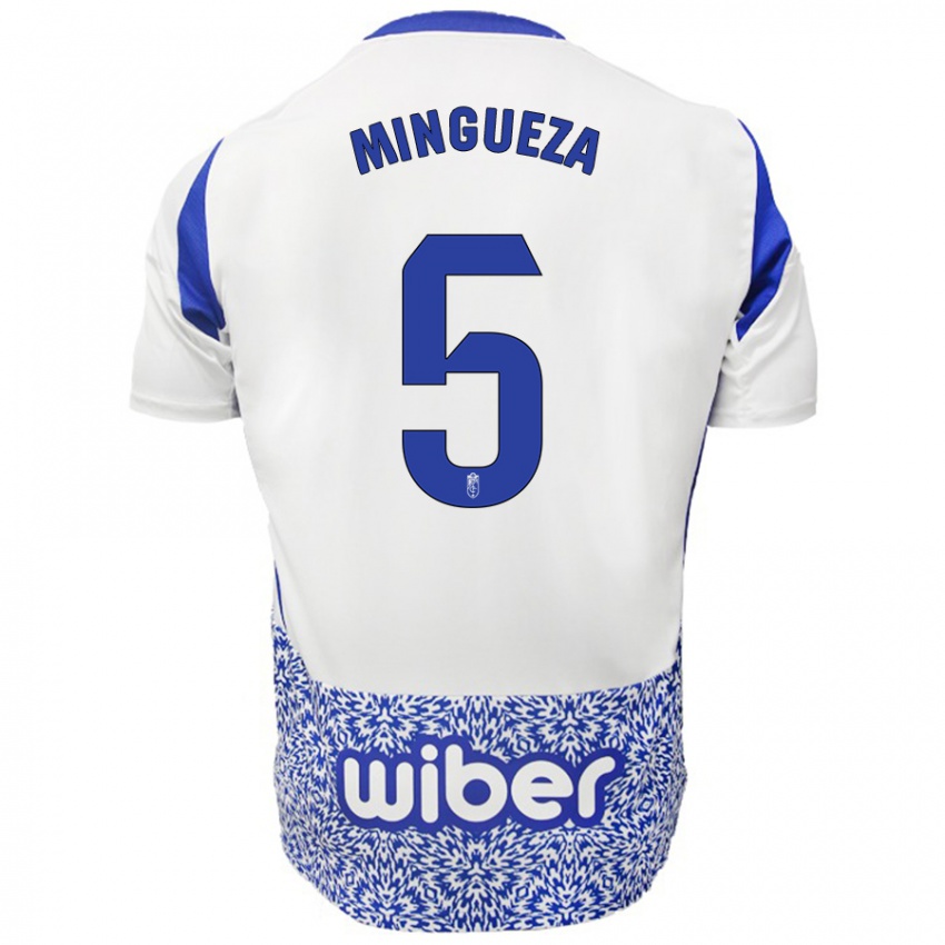 Heren Ariadna Mingueza #5 Wit Blauw Uitshirt Uittenue 2024/25 T-Shirt België