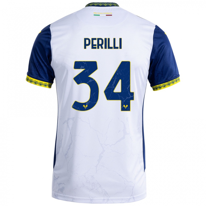 Heren Simone Perilli #34 Witblauw Uitshirt Uittenue 2024/25 T-Shirt België