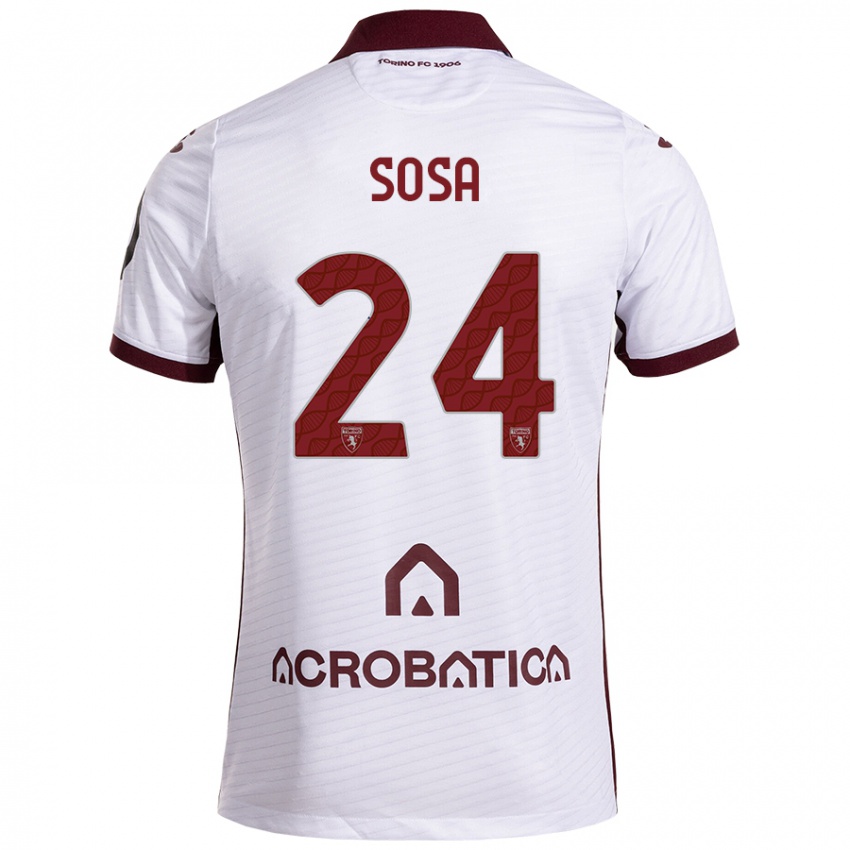 Heren Borna Sosa #24 Wit Kastanjebruin Uitshirt Uittenue 2024/25 T-Shirt België