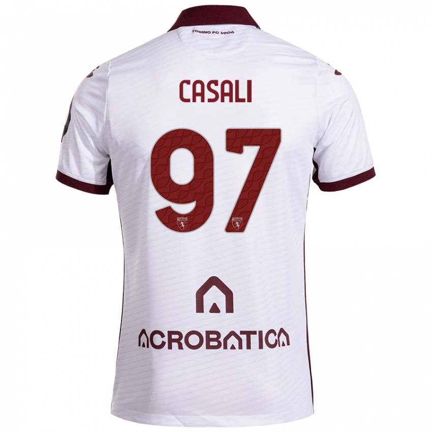 Heren Michele Casali #97 Wit Kastanjebruin Uitshirt Uittenue 2024/25 T-Shirt België