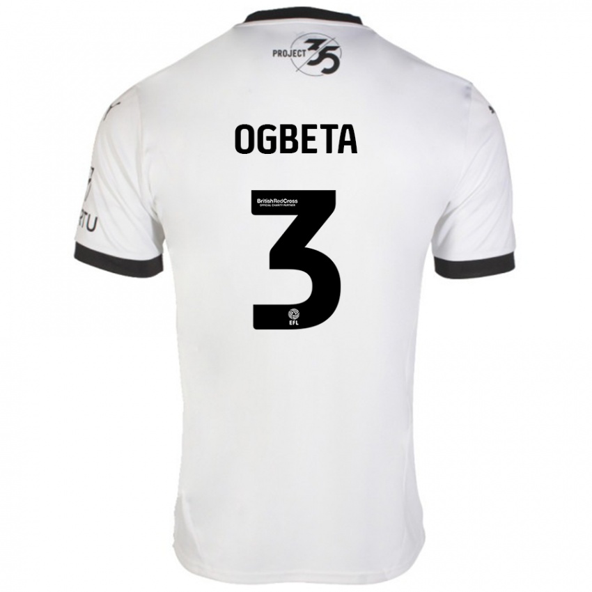 Heren Nathanael Ogbeta #3 Wit Zwart Uitshirt Uittenue 2024/25 T-Shirt België