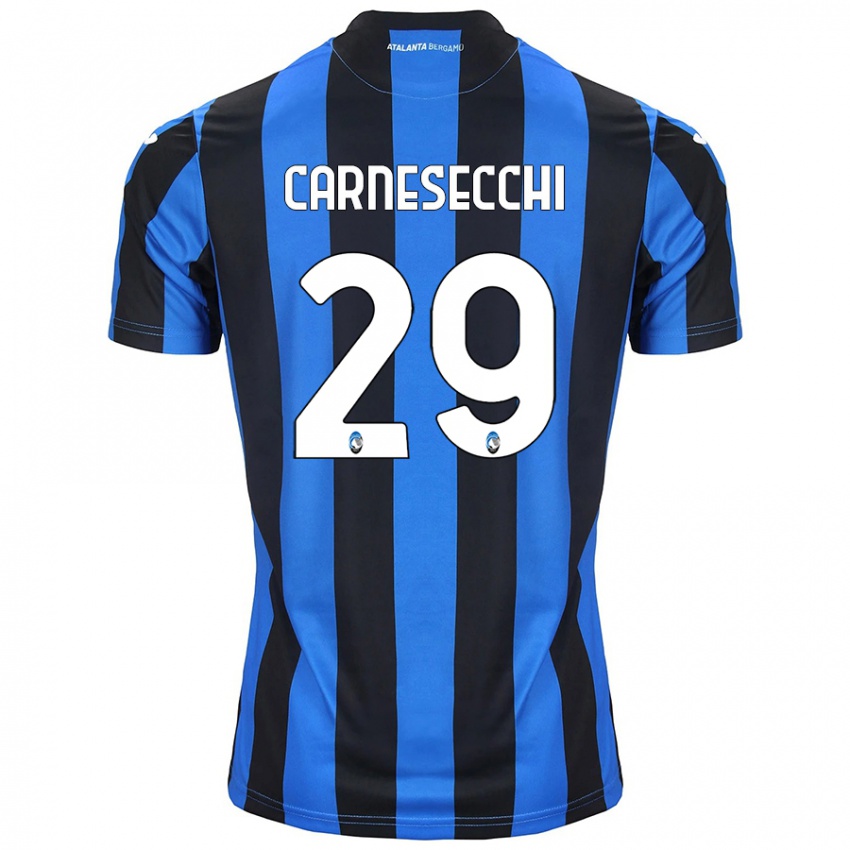 Dames Marco Carnesecchi #29 Blauw Zwart Thuisshirt Thuistenue 2024/25 T-Shirt België