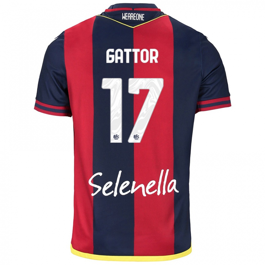 Femme Maillot Gianluca Gattor #17 Rouge Bleu Royal Tenues Domicile 2024/25 T-Shirt Belgique