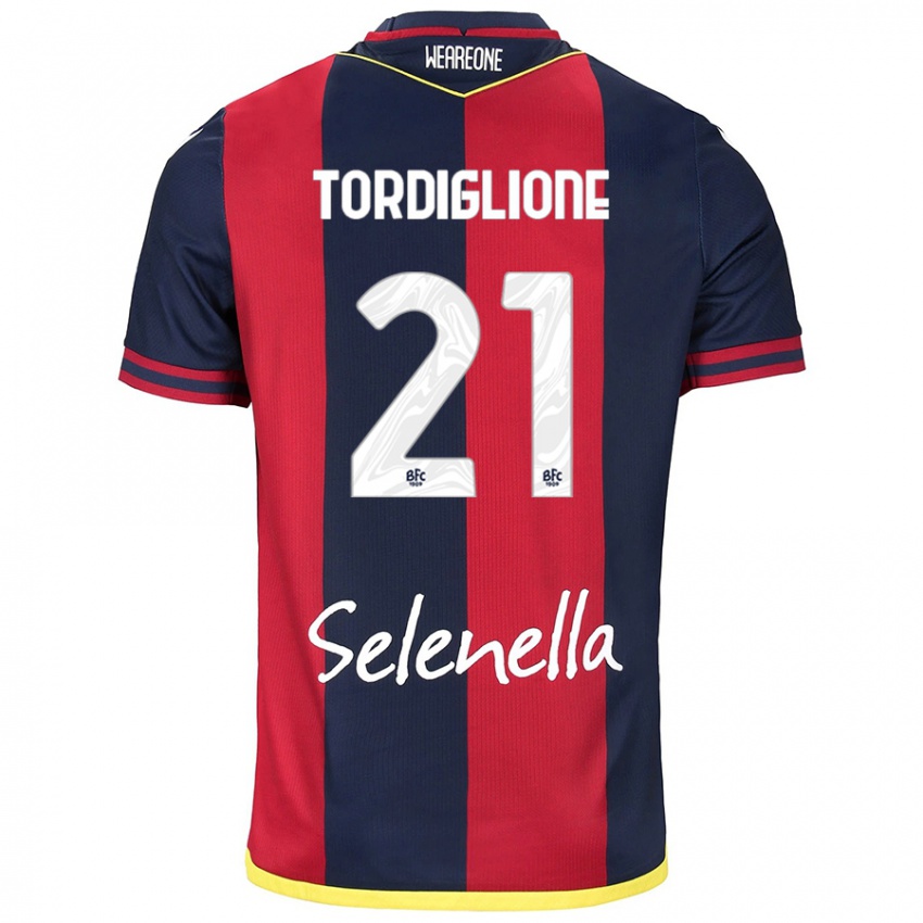 Femme Maillot Nicolò Tordiglione #21 Rouge Bleu Royal Tenues Domicile 2024/25 T-Shirt Belgique