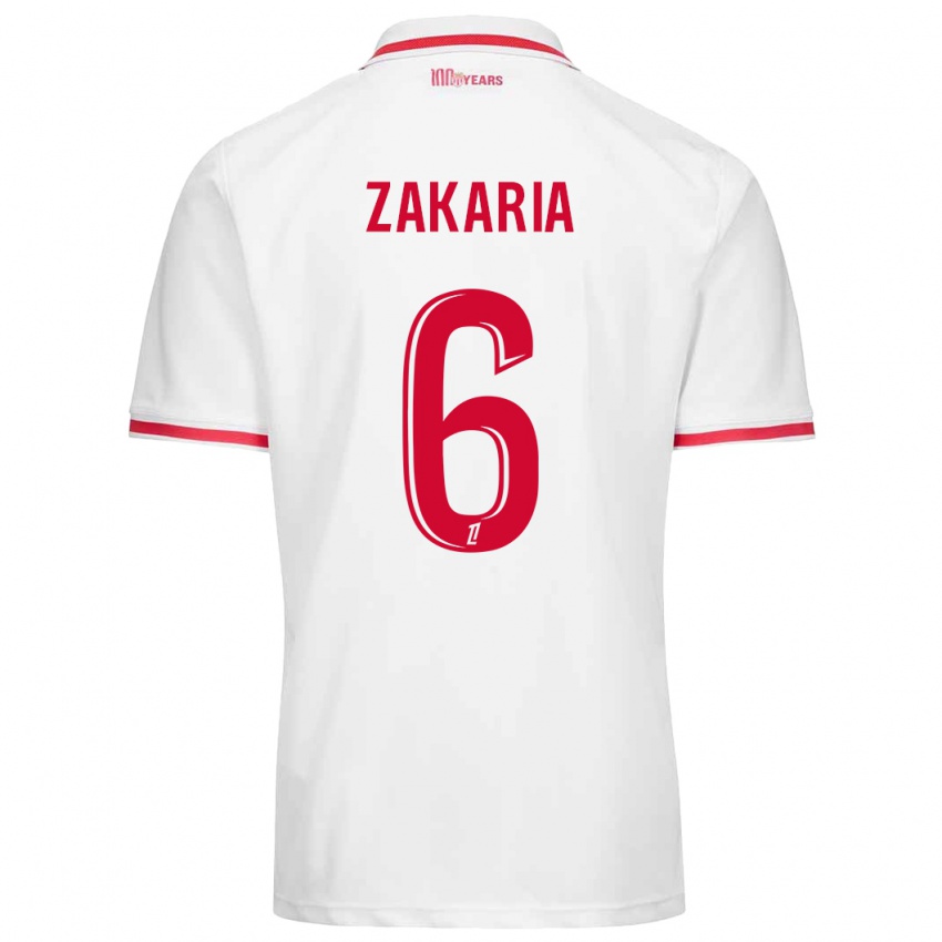 Femme Maillot Denis Zakaria #6 Blanc Rouge Tenues Domicile 2024/25 T-Shirt Belgique