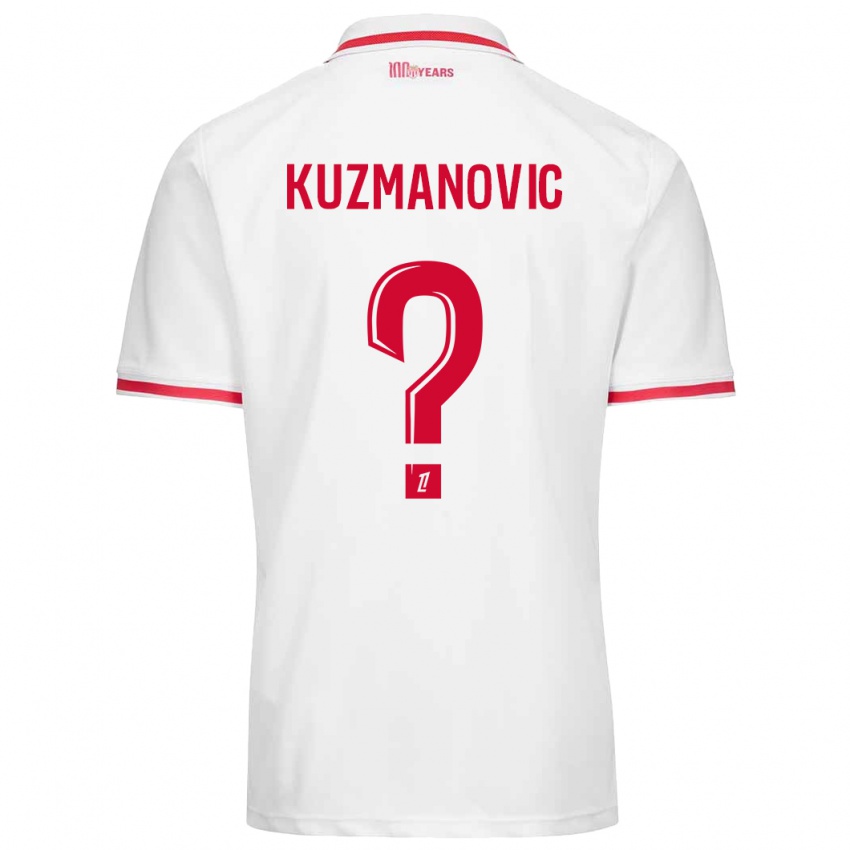 Femme Maillot Dejan Kuzmanovic #0 Blanc Rouge Tenues Domicile 2024/25 T-Shirt Belgique