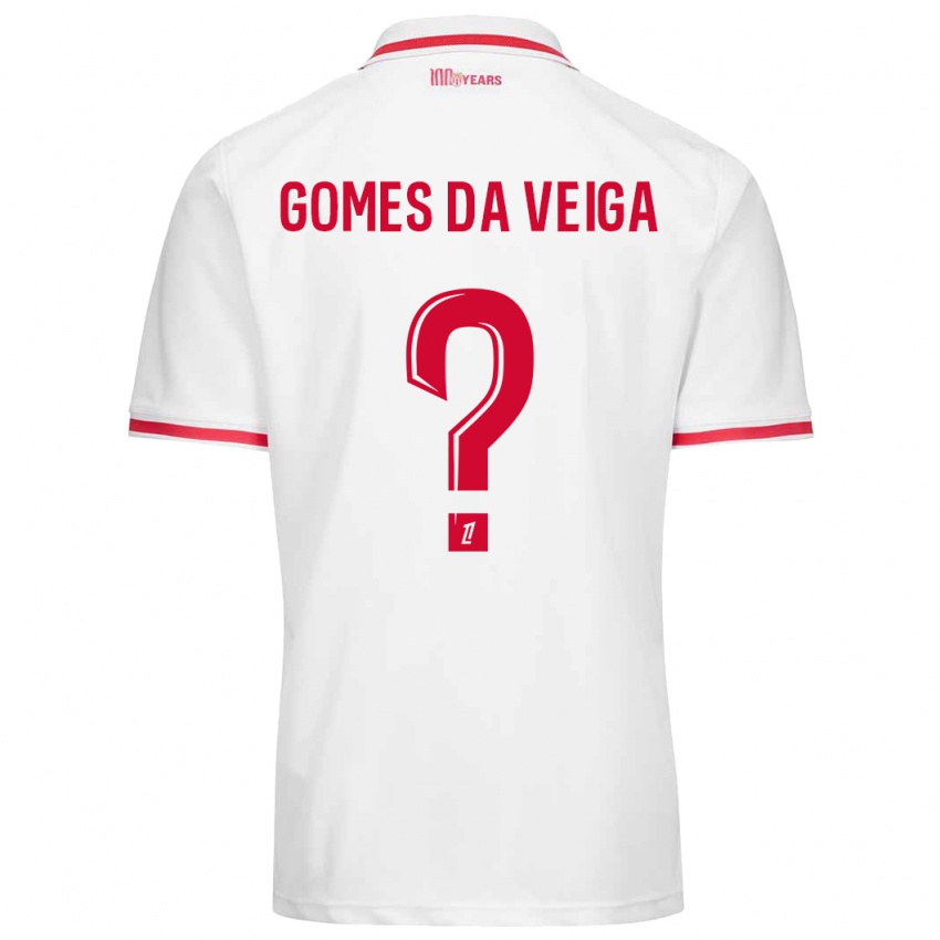 Femme Maillot Melvin Gomes Da Veiga #0 Blanc Rouge Tenues Domicile 2024/25 T-Shirt Belgique