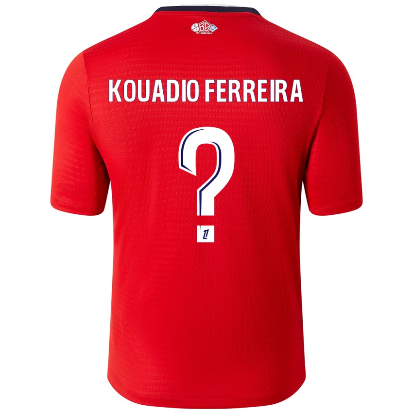 Femme Maillot Wilfrid Kouadio Ferreira #0 Rouge Blanc Tenues Domicile 2024/25 T-Shirt Belgique