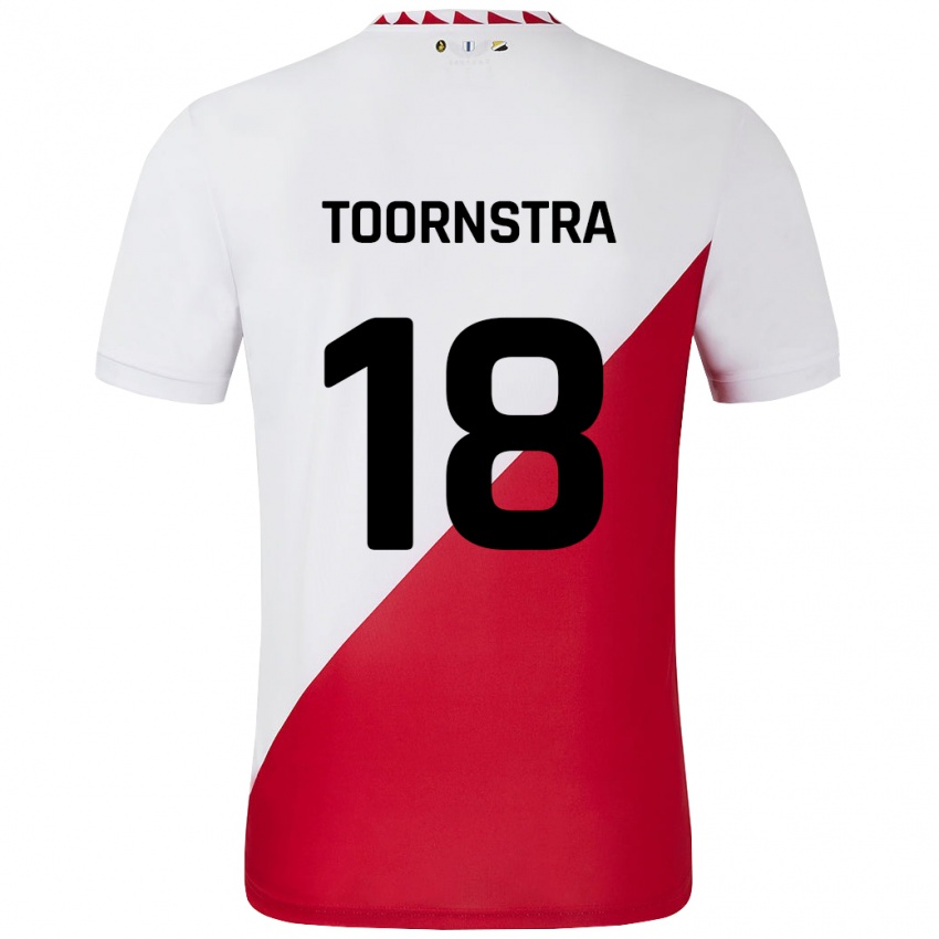 Dames Jens Toornstra #18 Wit Rood Thuisshirt Thuistenue 2024/25 T-Shirt België