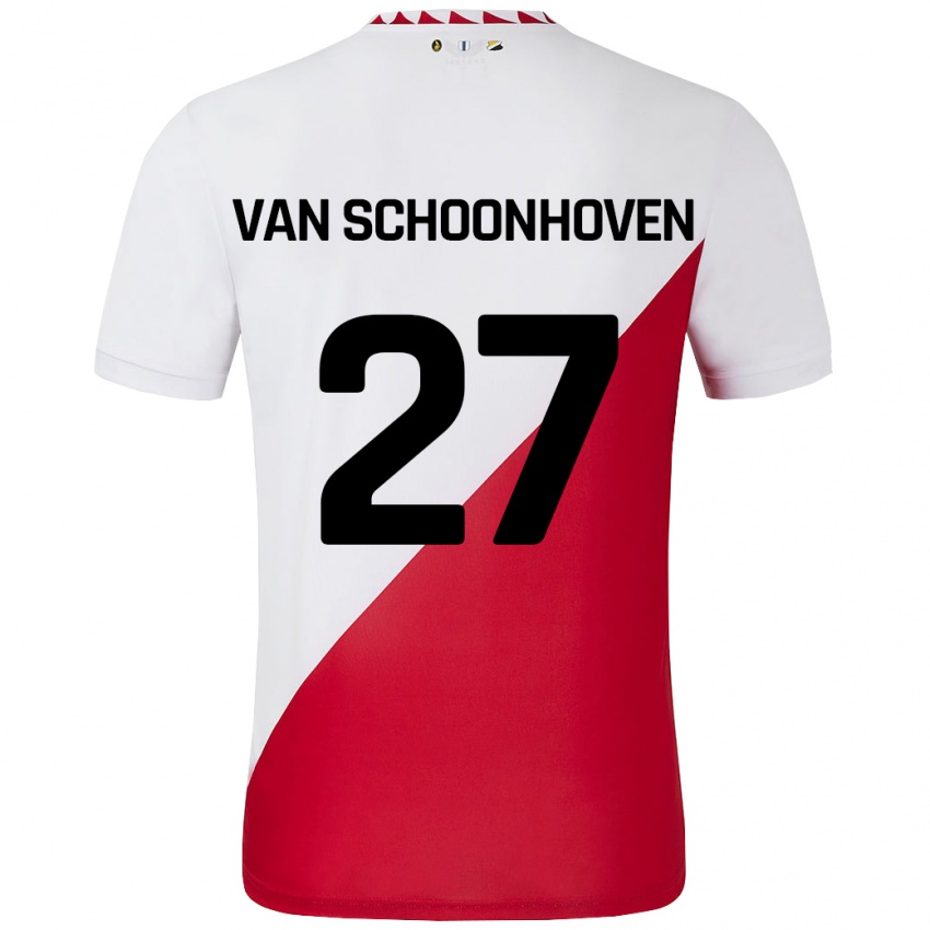 Dames Nurija Van Schoonhoven #27 Wit Rood Thuisshirt Thuistenue 2024/25 T-Shirt België