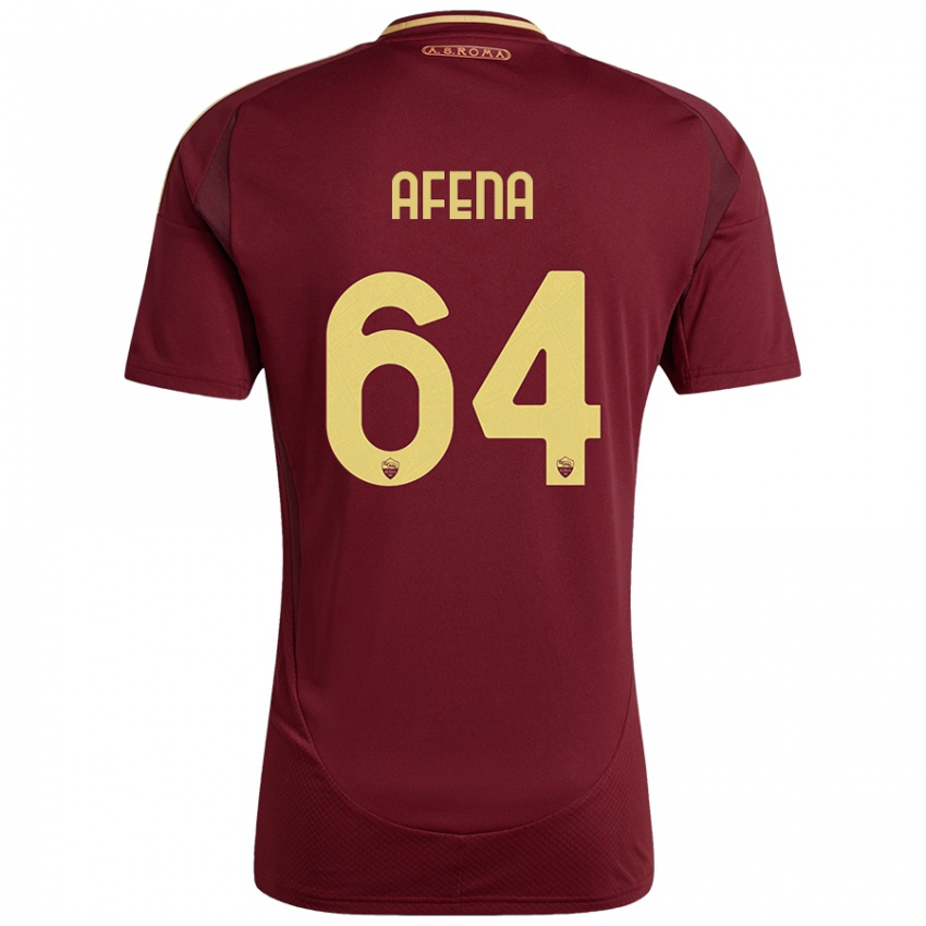 Femme Maillot Felix Afena-Gyan #64 Rouge Brun Or Tenues Domicile 2024/25 T-Shirt Belgique