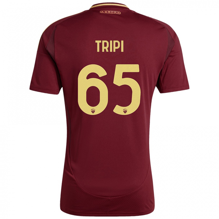 Femme Maillot Filippo Tripi #65 Rouge Brun Or Tenues Domicile 2024/25 T-Shirt Belgique