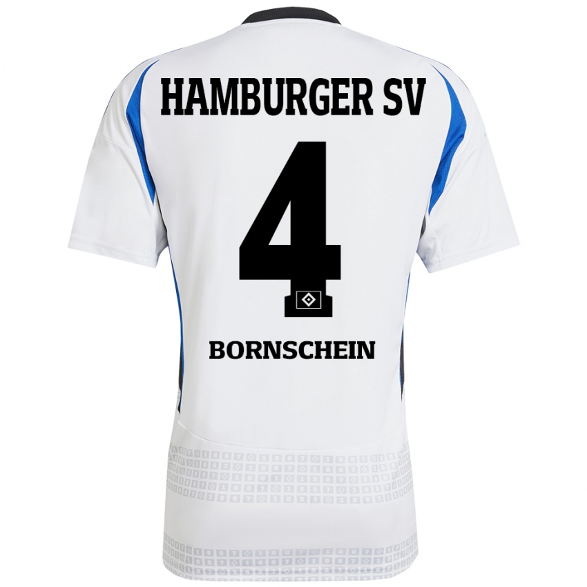 Dames Lukas Bornschein #4 Wit Blauw Thuisshirt Thuistenue 2024/25 T-Shirt België